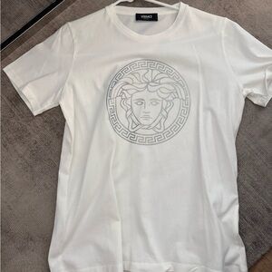Versace Boys White T-Shirt with Silver iridescent  Medusa Emblem size 14